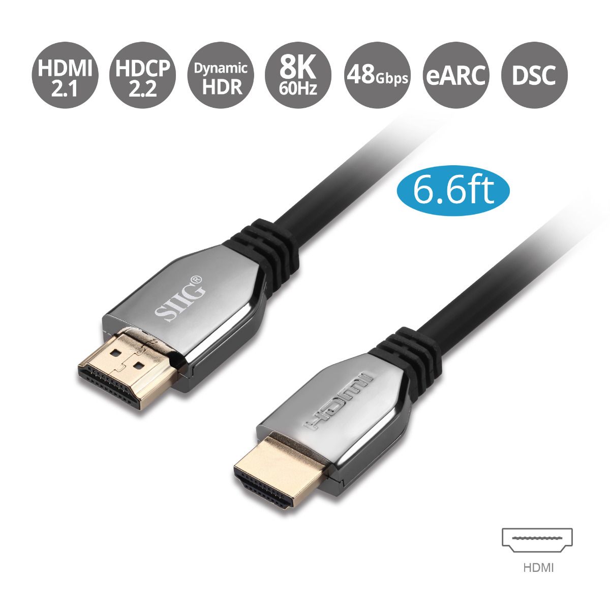 8K Ultra High Speed HDMI Cable - 6.6ft (2M) - 48Gbps - 8K 60Hz/4K 120Hz - HDR10+ - eARC - Dynamic HDR - HDCP 2.3- Ultra HD 8K HDMI Cable - Zinc alloy