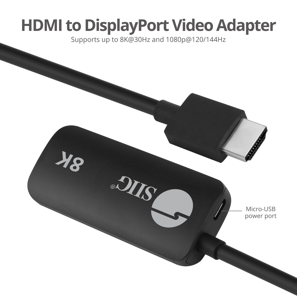 HDMI to DisplayPort 1.4 8K 30Hz Converter Adapter