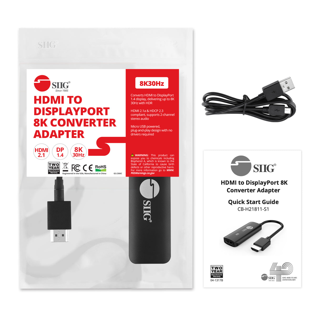 HDMI to DisplayPort 1.4 8K 30Hz Converter Adapter
