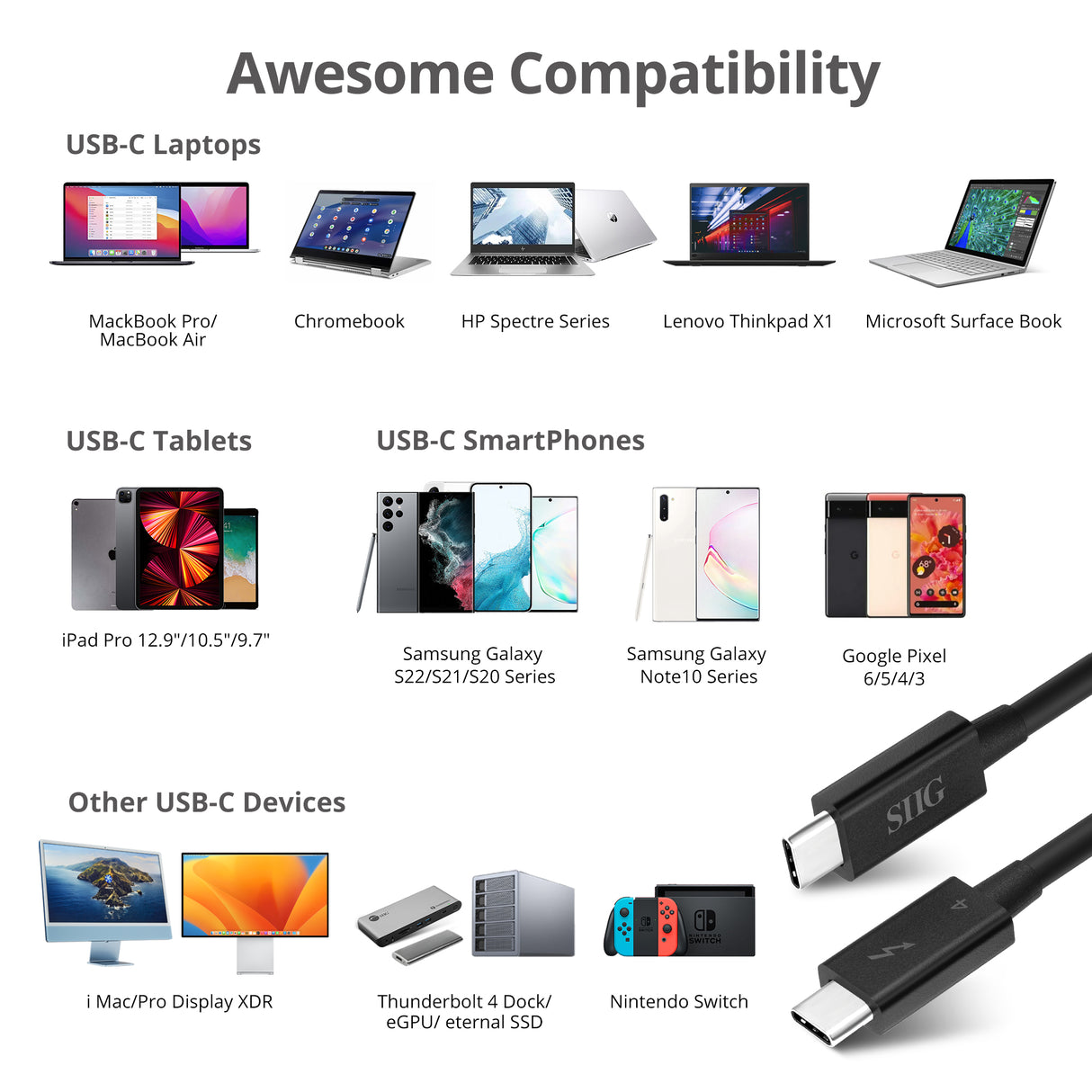 Thunderbolt 4 Cable 2.3ft(0.7M) - 8K@60Hz - 40Gbps Data Transfer - 240W Charging - Thunderbolt 4 USB C to USB C Cable - Intel Thunderbolt Certified