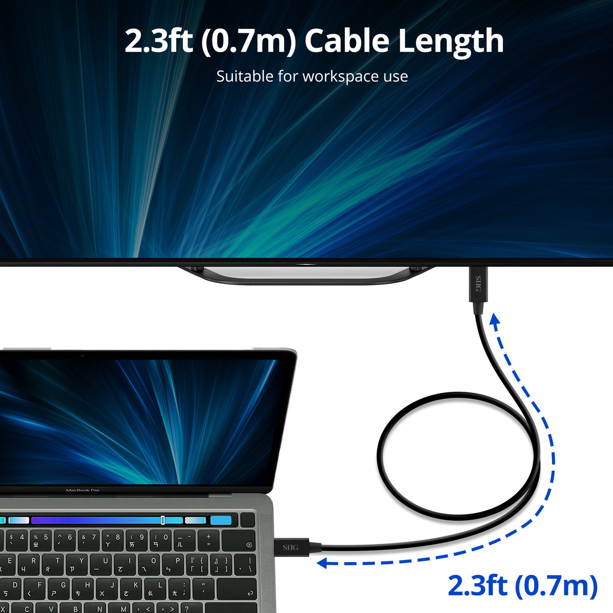 Thunderbolt 4 Cable 2.3ft(0.7M) - 8K@60Hz - 40Gbps Data Transfer - 240W Charging - Thunderbolt 4 USB C to USB C Cable - Intel Thunderbolt Certified