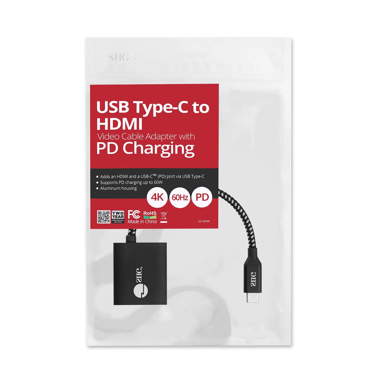 USB Type-C to HDMI Video Cable Adapter with PD Charging