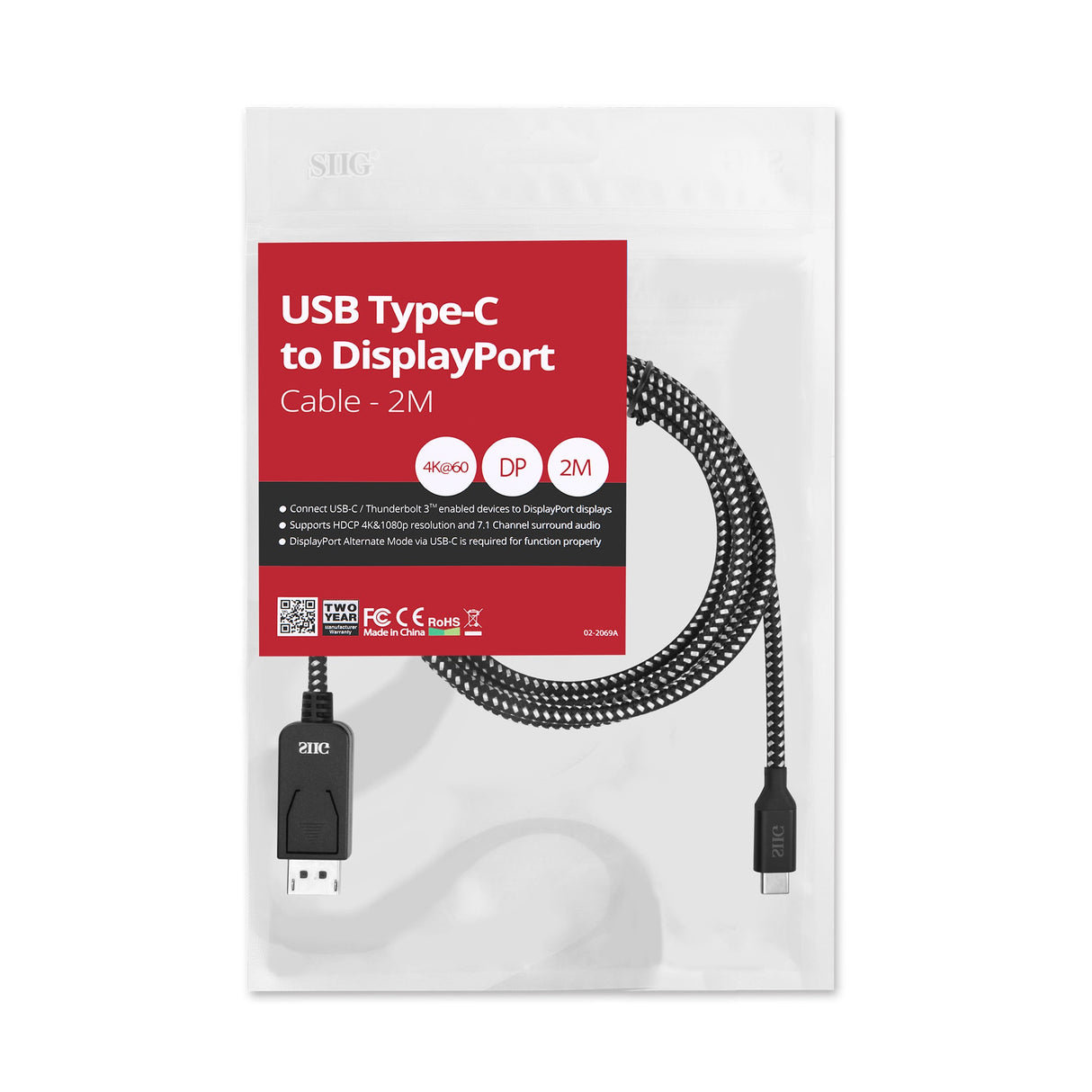 USB Type-C to DisplayPort Cable - 2M