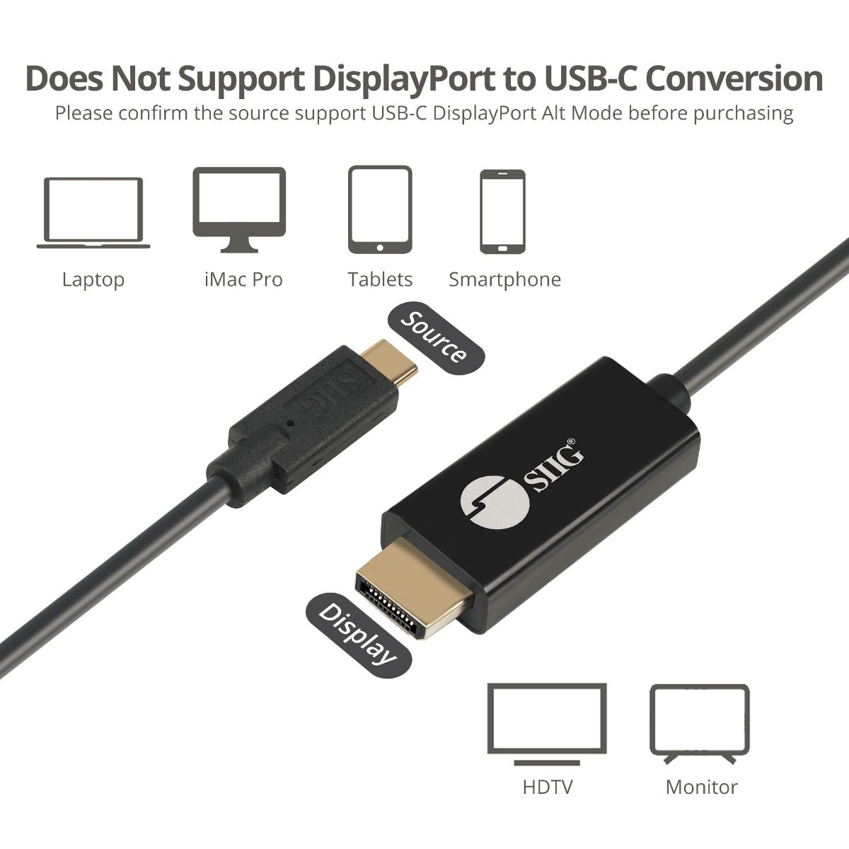 USB-C to DisplayPort Active Cable - 2M, 4K60Hz, HDR