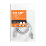 Zinc Alloy USB-C to USB-A Charging & Sync Braided Cable - 3.3ft, 2-Pack