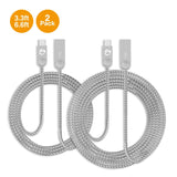 Zinc Alloy USB-C to Type-A Charging & Sync Braided Cable Bundle - 3.3ft & 6.6ft, 2-Pack