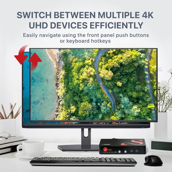 2-Port DisplayPort 1.2 Smart Console KVM Switch with USB 3.0 and Multi-Media Ports - 4K@60Hz