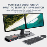 2-Port DisplayPort 1.2 Smart Console KVM Switch with USB 3.0 and Multi-Media Ports - 4K@60Hz