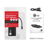 4K 1x2 Mini DisplayPort 1.2 to DisplayPort MST Splitter
