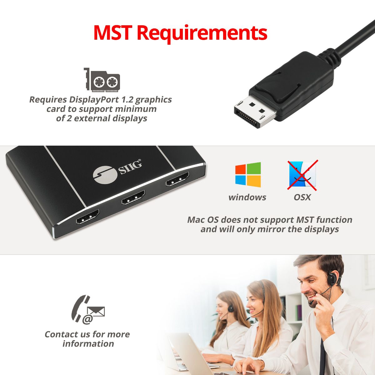 8K 1x3 DisplayPort 1.4 to HDMI MST Hub Splitter