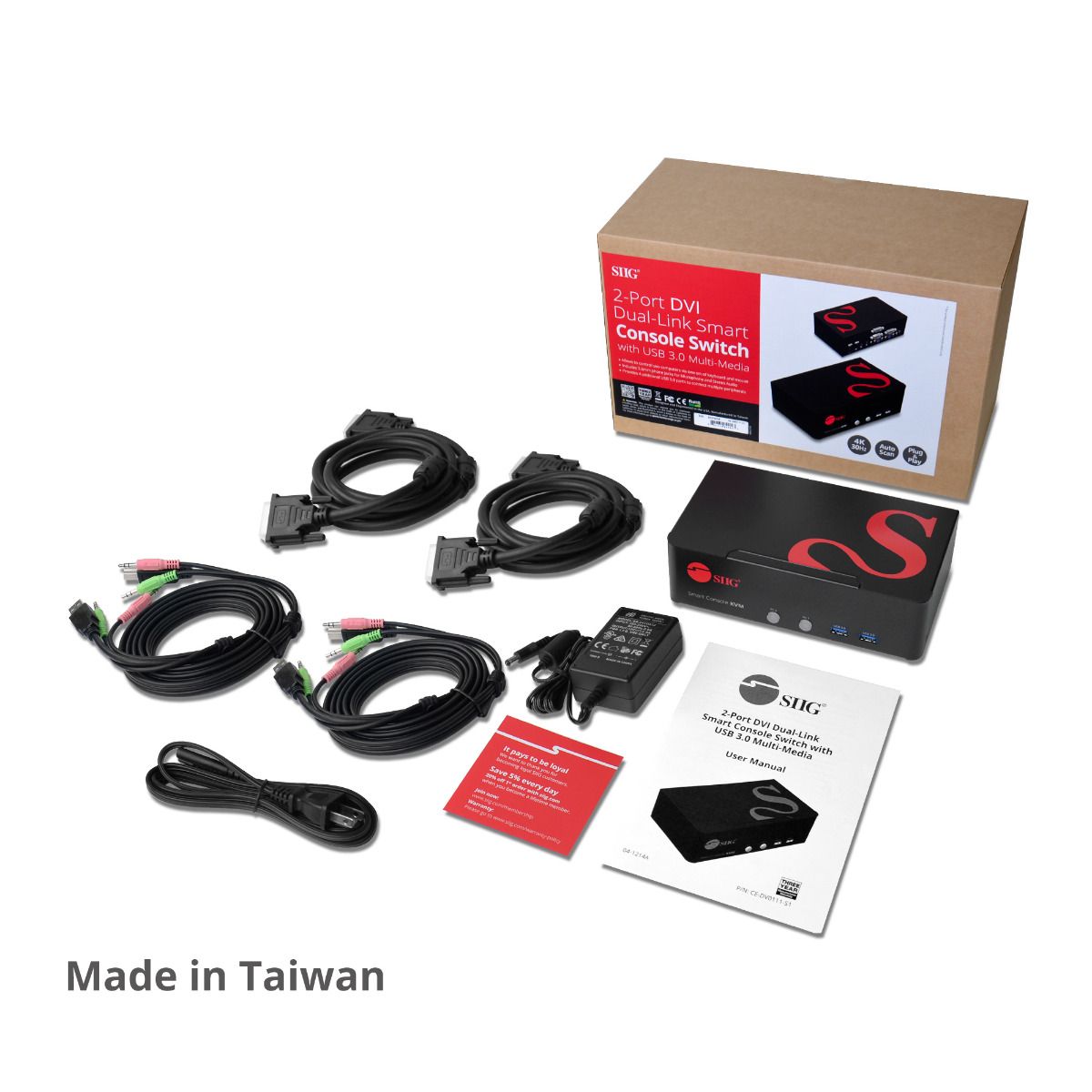 2-Port DVI Dual-Link Smart Console KVM Switch with USB 3.0 and Multimedia Ports