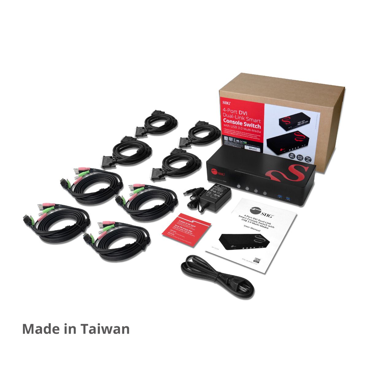 4-Port DVI Dual-Link Smart Console KVM Switch with USB 3.0 and Multimedia Ports