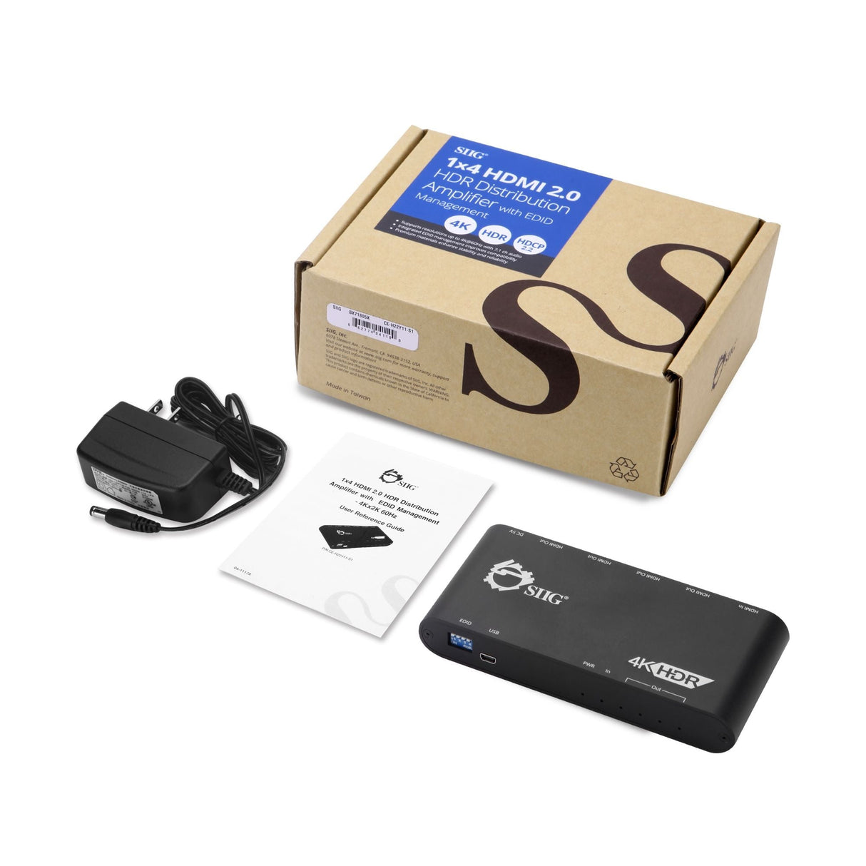 1x4 HDMI Splitter / Distribution Amplifier with Auto Video Scaling - 4K 60Hz HDR