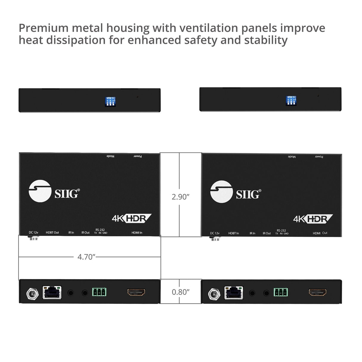 4K HDR HDMI HDBaseT Extender Over Single Cat5e/6 with RS-232 & IR - 100m