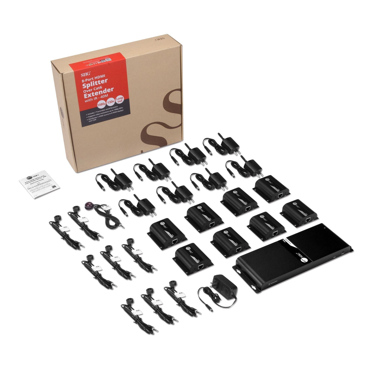 8-Port HDMI Splitter Over Cat6 Extender with IR - 40M