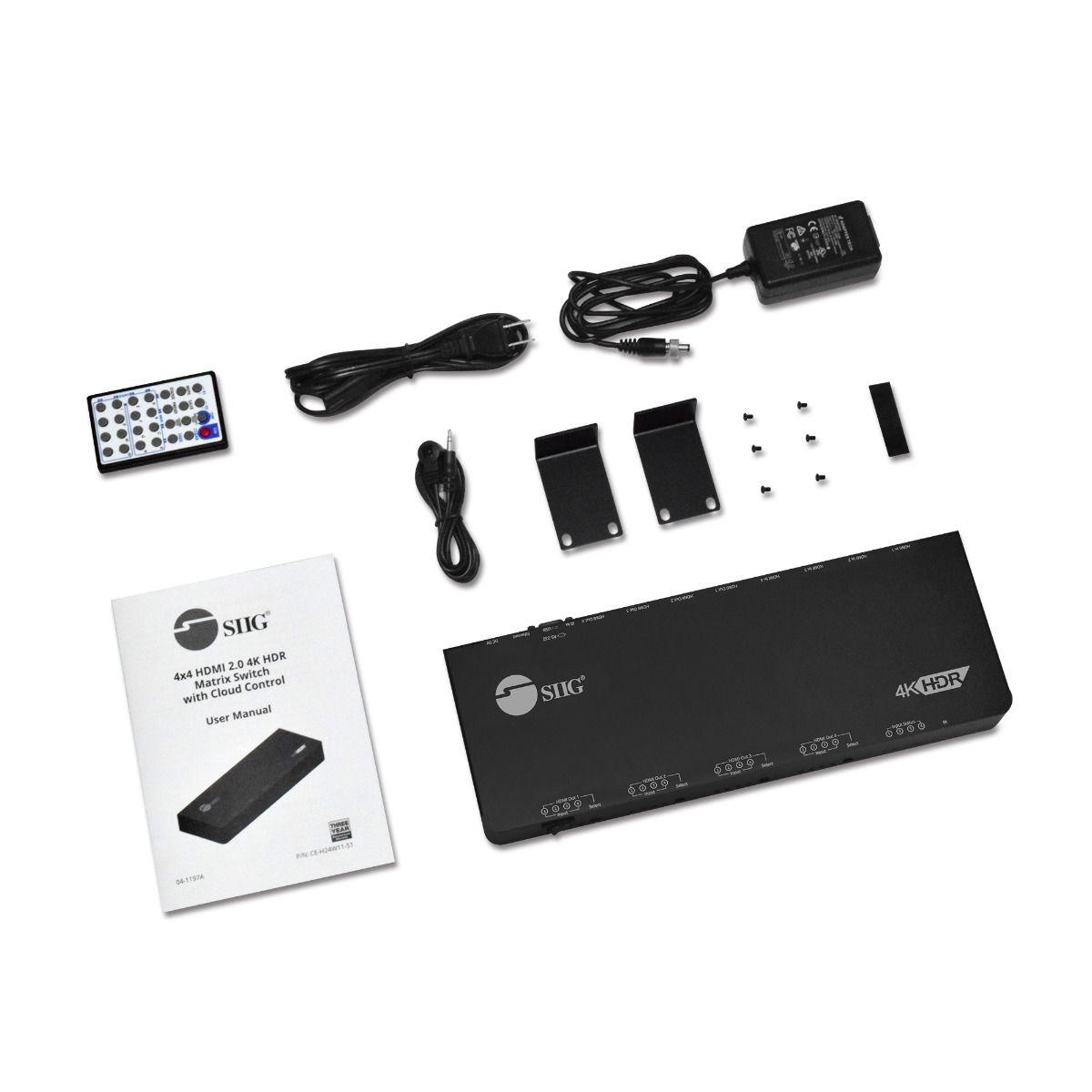 4x4 Matrix Switch, 4K60Hz, HDCP 2.2, Auto Scaling, 5 Control