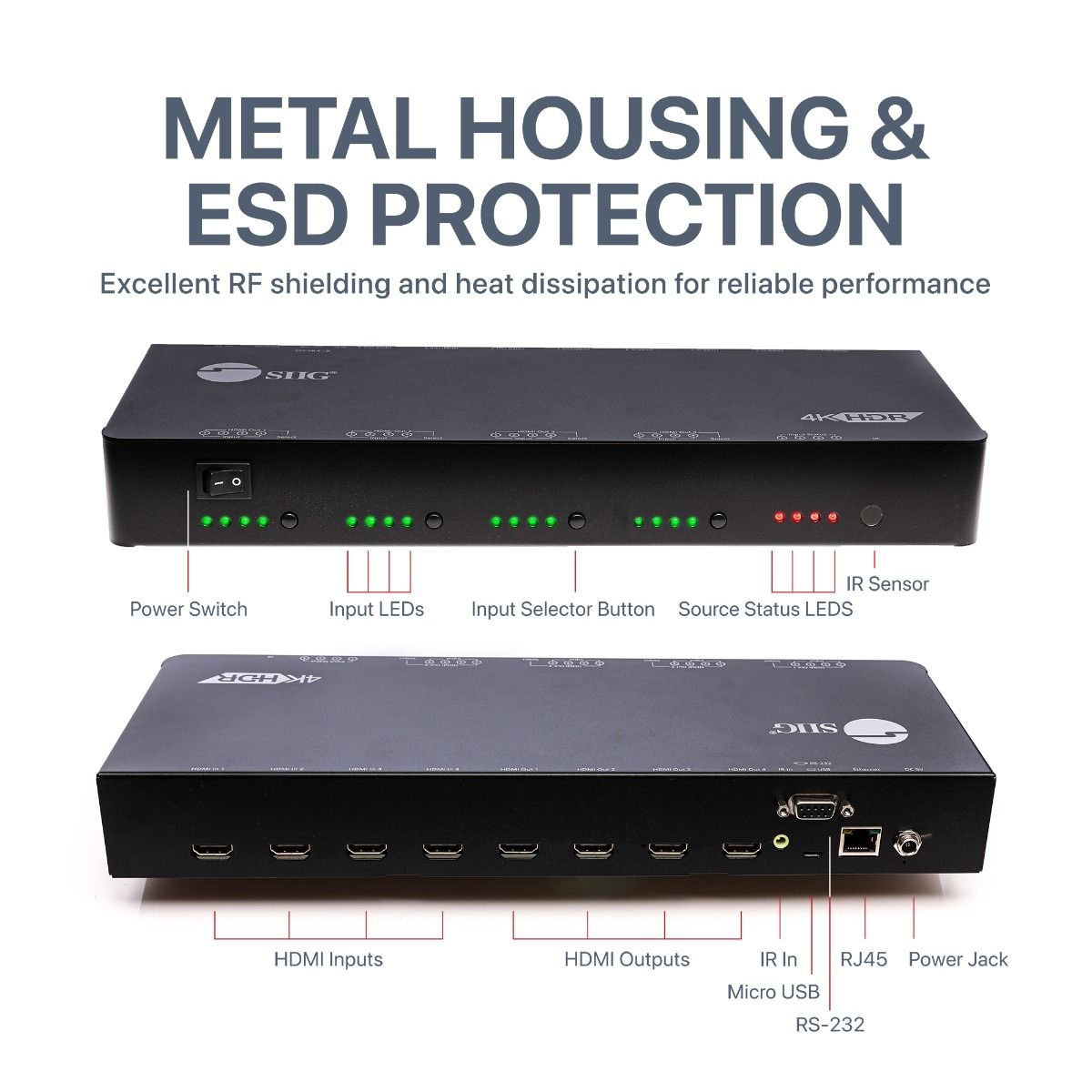 4x4 HDMI 4K HDR Matrix Switch with Cloud Control