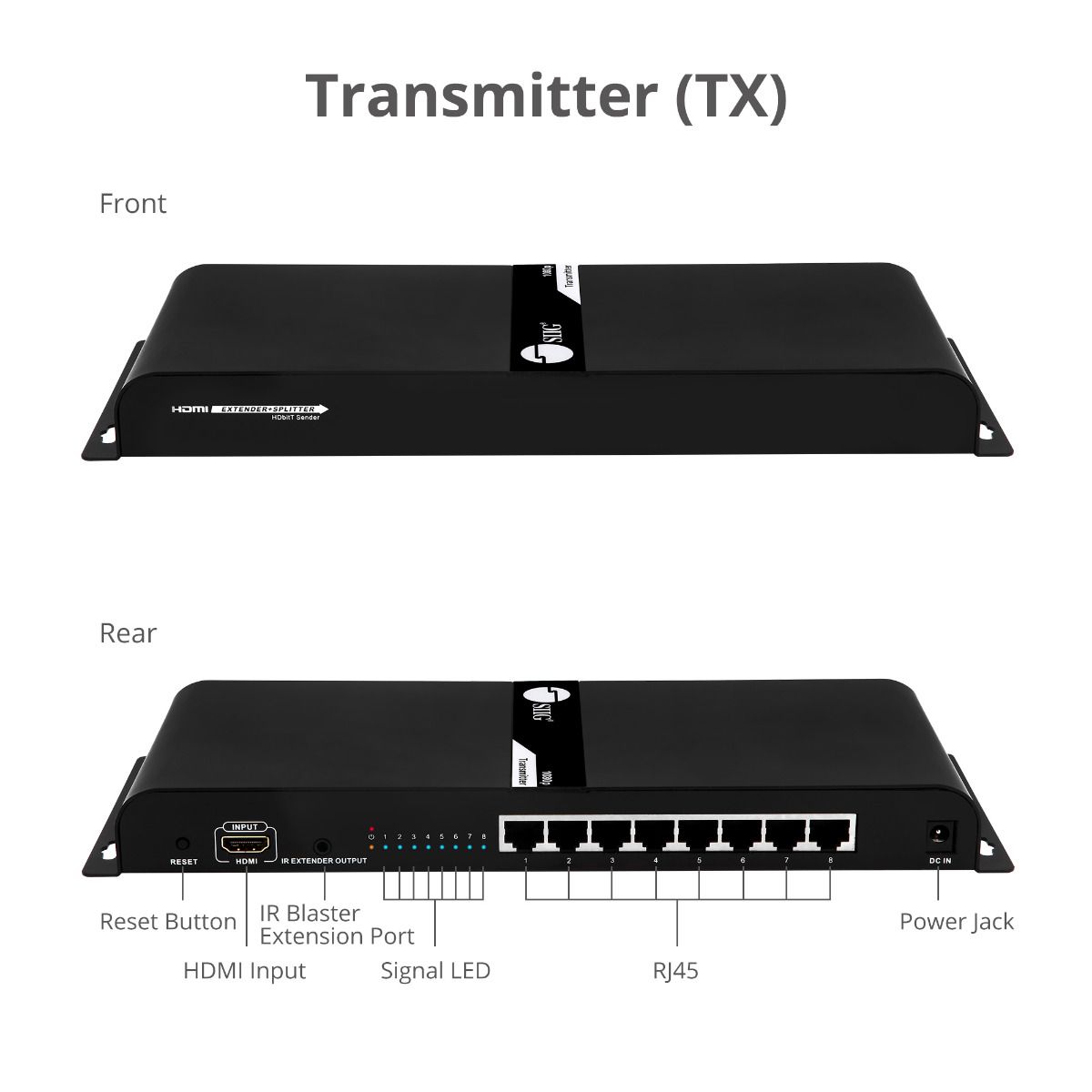 1x8 HDMI Splitter HDbitT over IP Extender - 120m