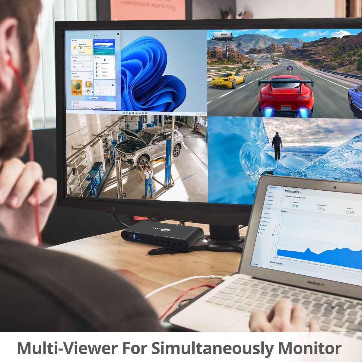 4x1 HDMI Seamless Quad-Split Multi-Viewer Switcher