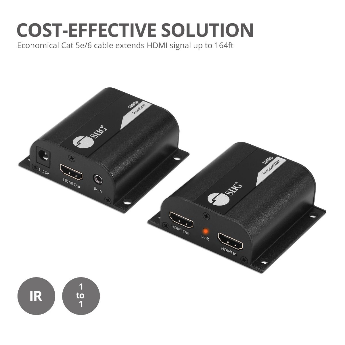 Full HD HDMI Extender over Cat5e/6 with IR and local HDMI out - 164ft