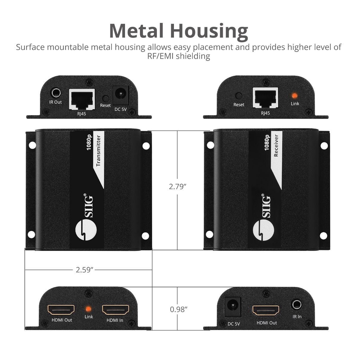 Full HD HDMI Extender over Cat5e/6 with IR and local HDMI out - 164ft