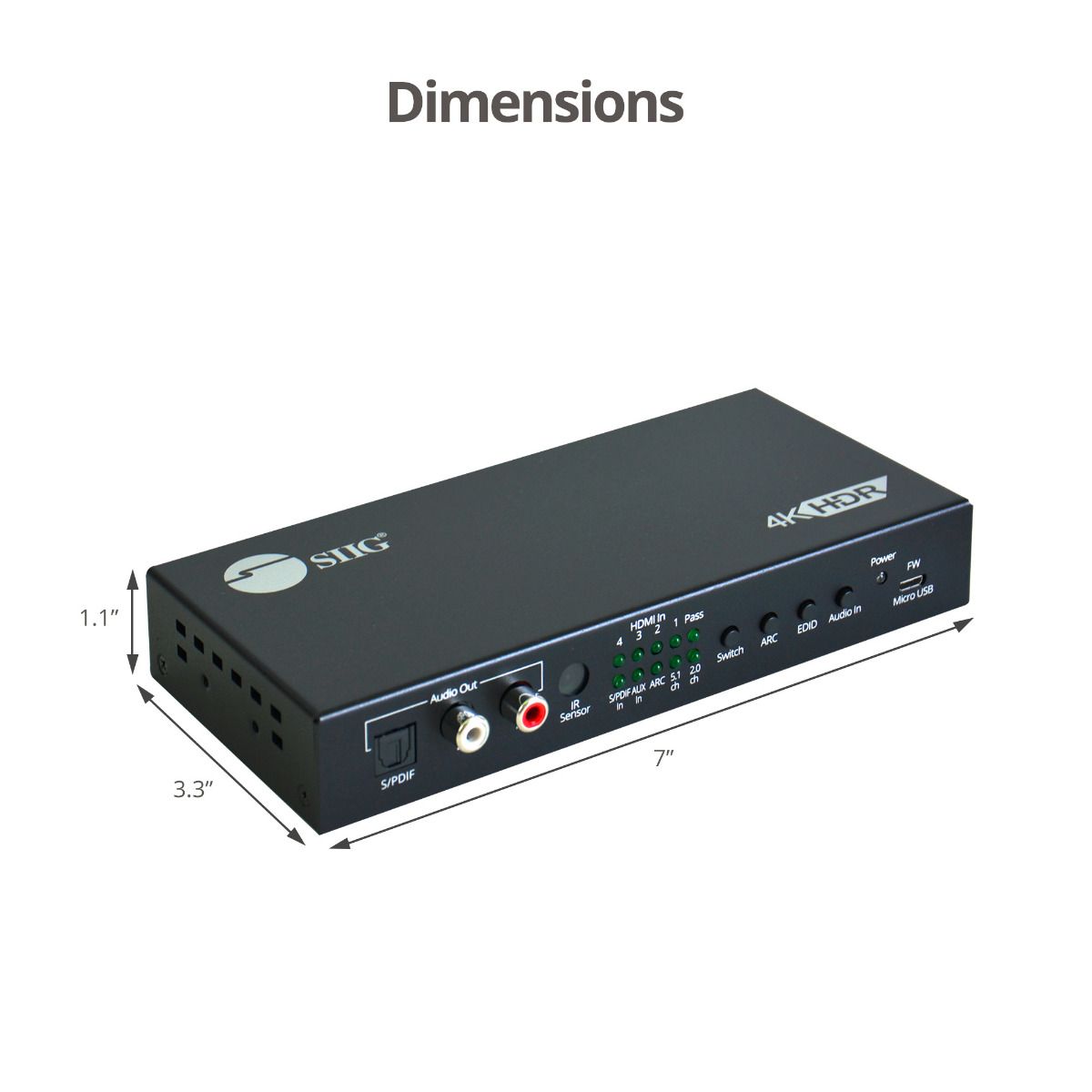 4x1 HDMI 4K 60Hz Switch with ARC & Audio Extractor