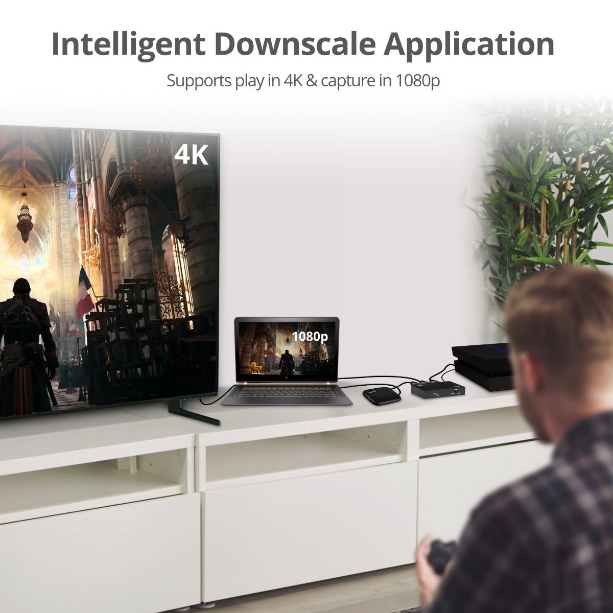 2 Port HDMI HDR Splitter with EDID and Downscaler