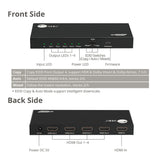 4 Port HDMI HDR Splitter with EDID and Downscaling - 4K 60Hz HDR Auto Video Scaling