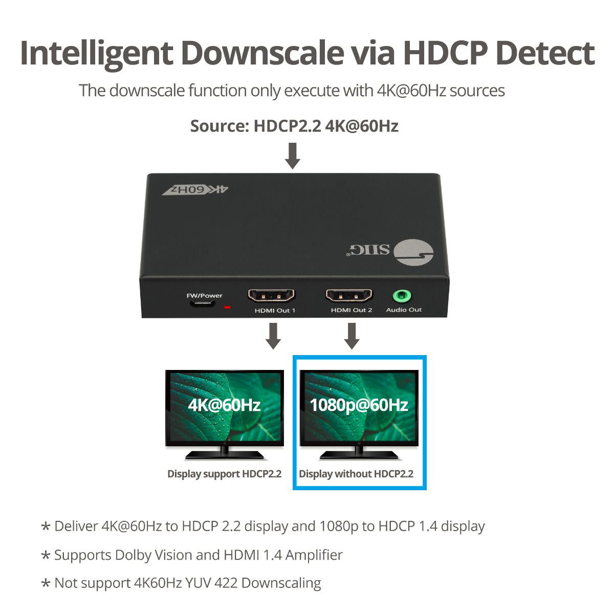 2-Port HDMI 4K60Hz HDR Splitter / Switcher