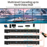 3x3 4K Video Wall Processor with USB-C/DP/VGA/HDMI In, RS-232/IR Remote/Web GUI control, SPDIF/3.5mm Audio Extract, Cascading up to 10x10
