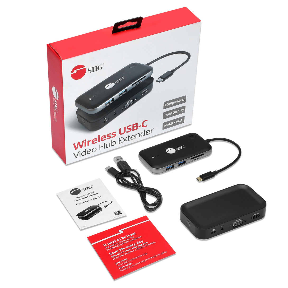 Wireless USB-C Video Hub Extender 1080p