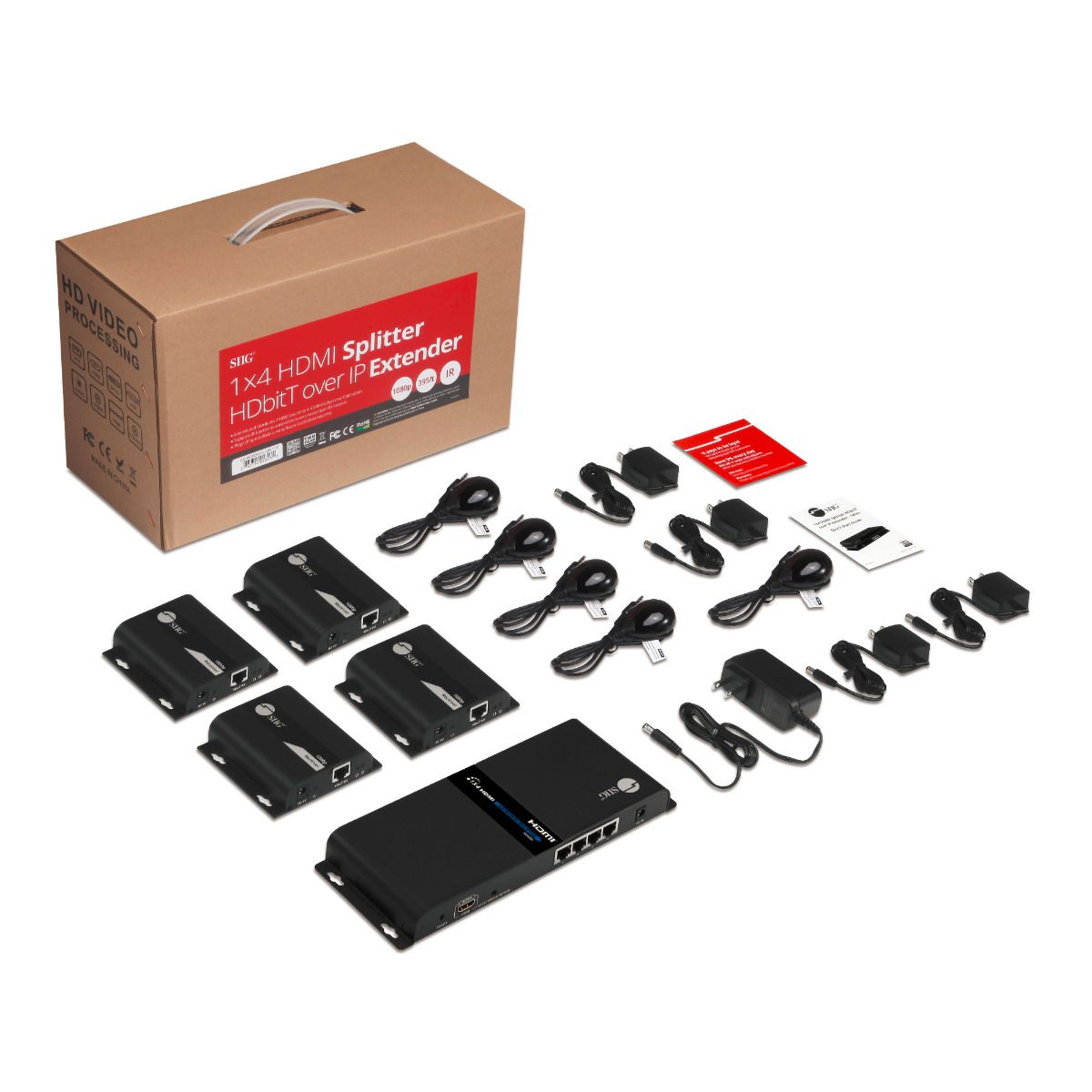 1x4 HDMI Splitter, Over IP Extender Kit, 1080p 60Hz, 120m