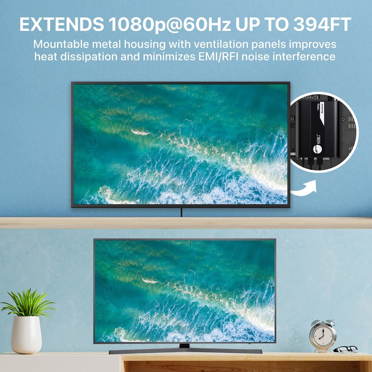1x4 HDMI Splitter, Over IP Extender Kit, 1080p 60Hz, 120m