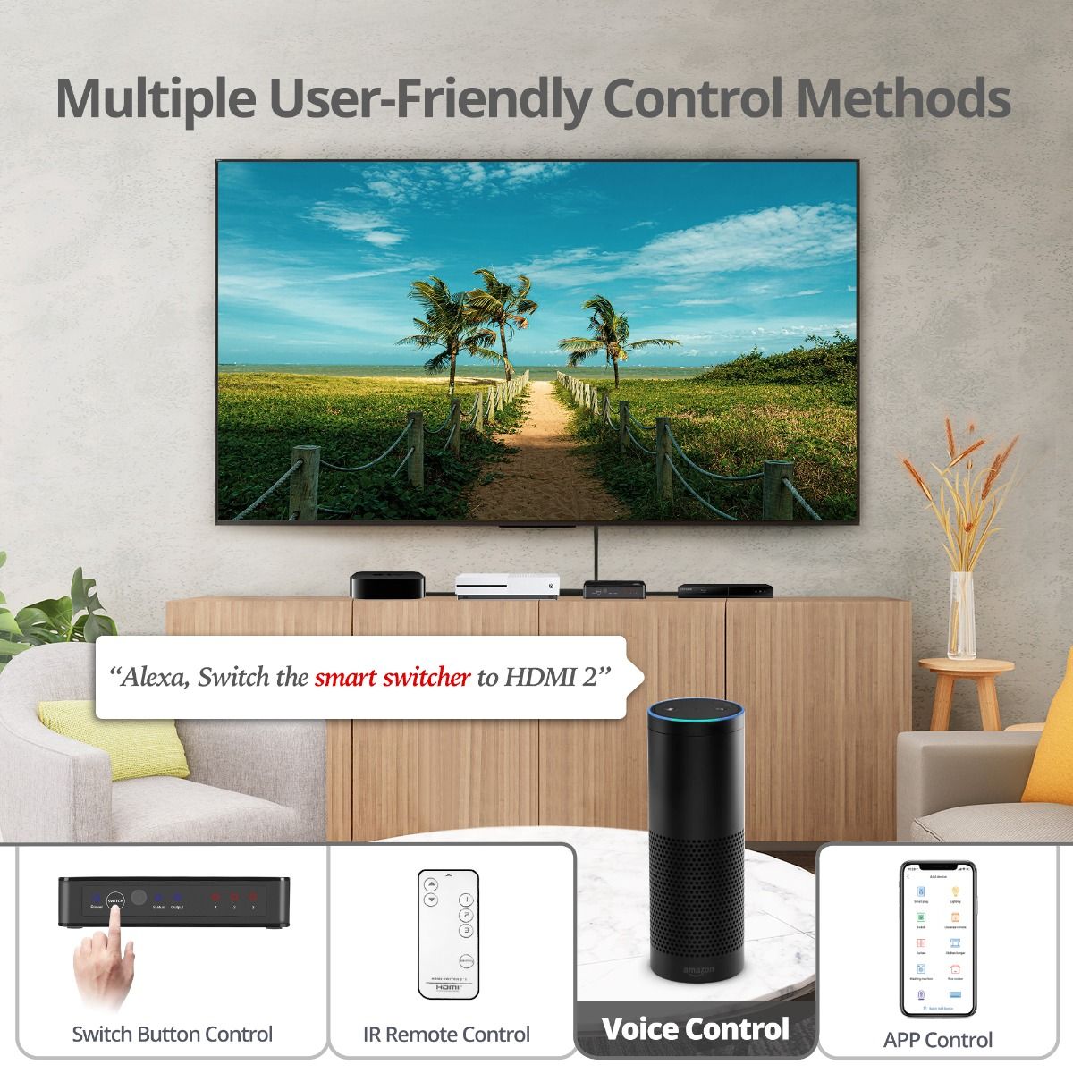 3x1 HDMI Switch with IR & Voice APP Control