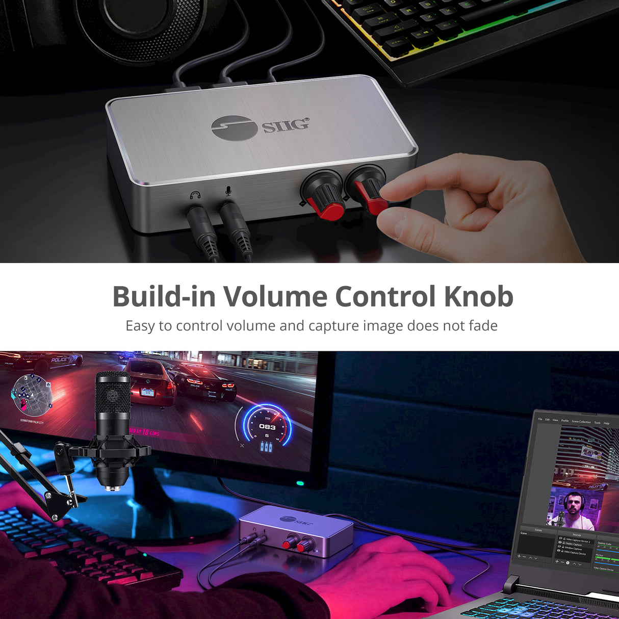 4K HDMI Video Capture Box with Volume Control & Loopout