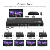 1x4 4K 60Hz HDMI Splitter Over Cat6 Extender with Loopout, IR, ARC & RS-232 - Up to 230ft (70m) - Near Zero Latency