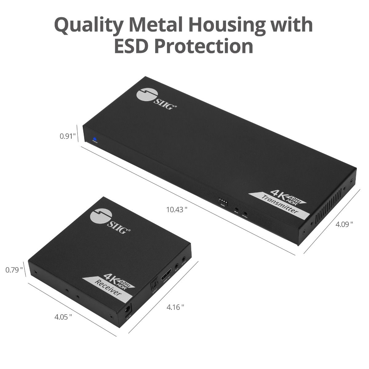 1x8 4K 60Hz HDMI Extender Splitter Over Cat6 with Loopout, IR, ARC & RS-232 - Up to 230ft (70m) - Near Zero Latency