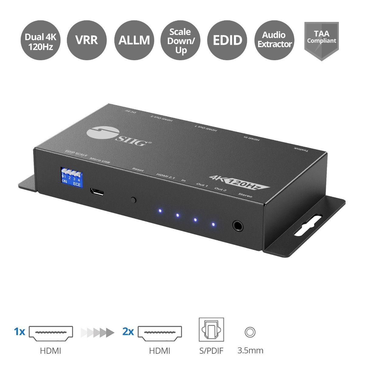 8K60Hz, 4K144Hz, 4K120Hz, 2K240Hz,1 to 2, HDMI Splitter, HDCP 2.3