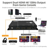1x2 4K120Hz HDMI Splitter with EDID & Audio Extractor