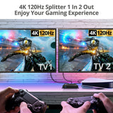 1x2 4K120Hz HDMI Splitter with EDID & Audio Extractor