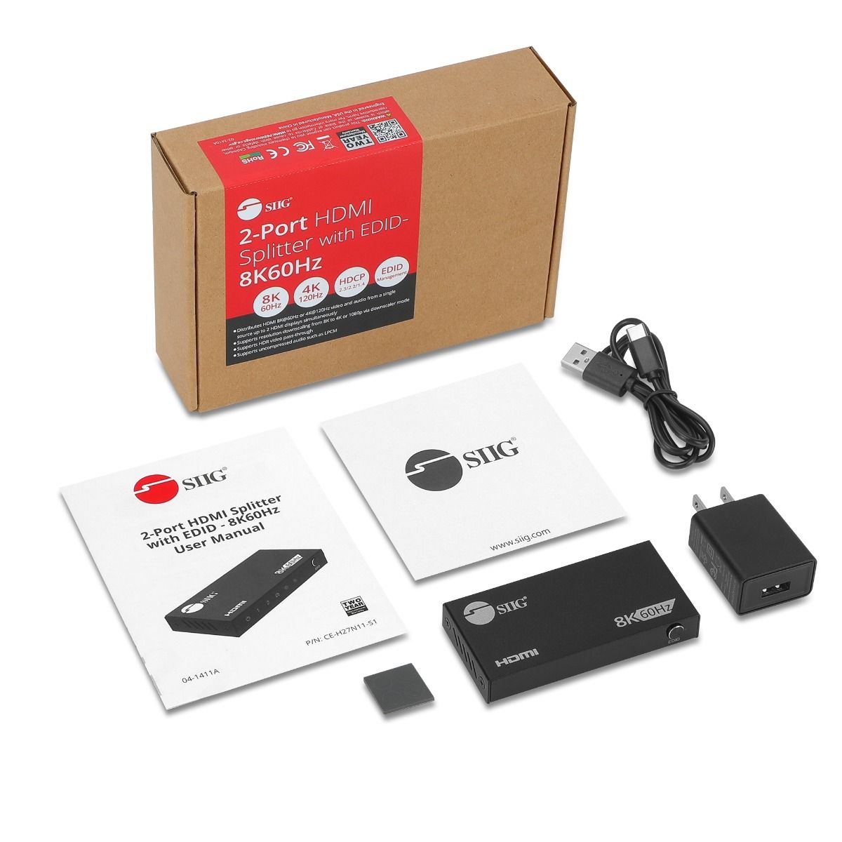 1x2 8K60Hz / 4K120Hz / 2K240Hz-HDMI Splitter with VRR/ALLM - 40G - EDID management - Auto/Copy/Downscaler mode
