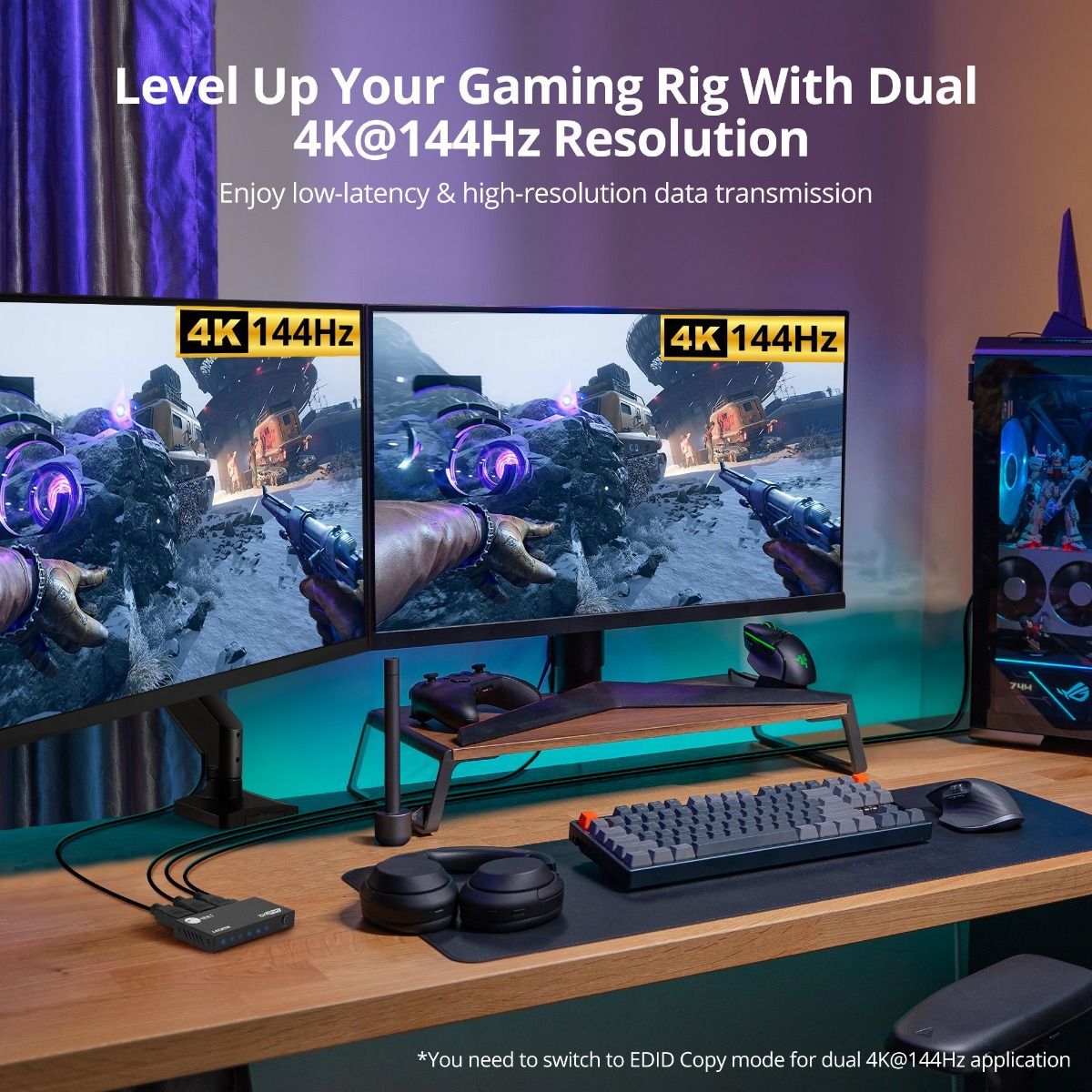 1x2 8K60Hz / 4K120Hz / 2K240Hz-HDMI Splitter with VRR/ALLM - 40G - EDID management - Auto/Copy/Downscaler mode