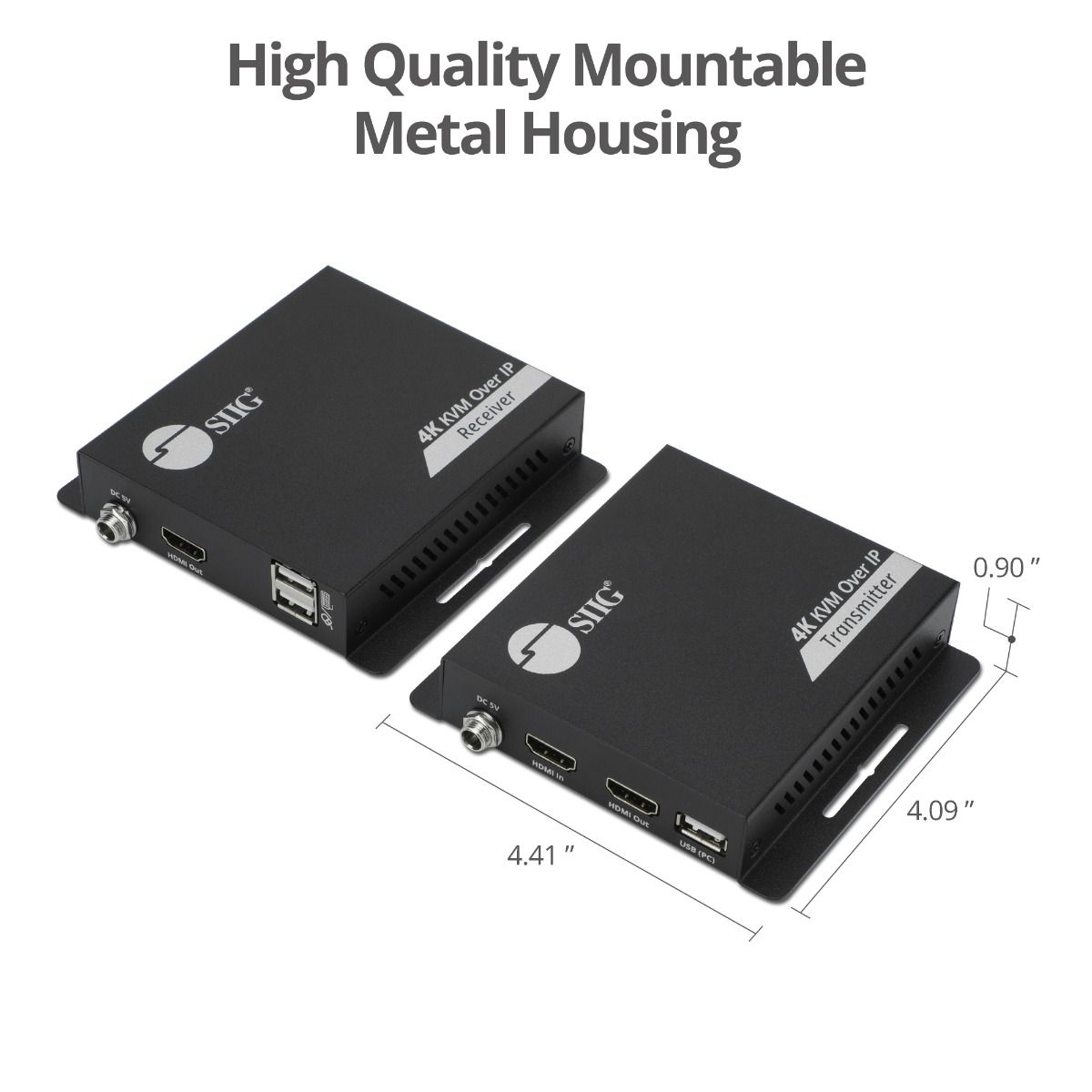 HDMI 4K30Hz KVM Over IP Extender - 120m(394ft) - Over IP KVM Extender - One to Many - HDMI Loop-out - Downscaler - Low-latency