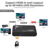 4K120Hz HDMI 2.1 Capture Device for Gaming and Streaming - 4K60Hz Capture - 4K 120Hz (Console) / 4K144Hz (PC) Loopout - USB-C 10Gbps - TAA Compliant