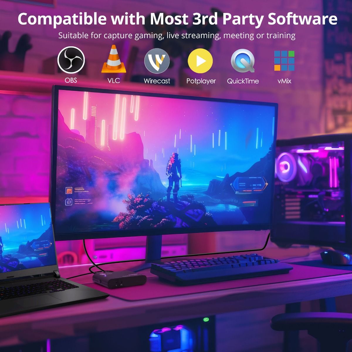 4K120Hz HDMI 2.1 Capture Device for Gaming and Streaming - 4K60Hz Capture - 4K 120Hz (Console) / 4K144Hz (PC) Loopout - USB-C 10Gbps - TAA Compliant