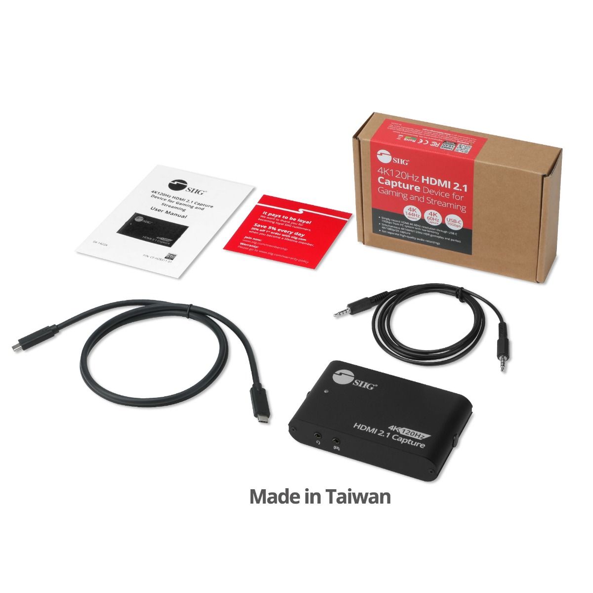 4K120Hz HDMI 2.1 Capture Device for Gaming and Streaming - 4K60Hz Capture - 4K 120Hz (Console) / 4K144Hz (PC) Loopout - USB-C 10Gbps - TAA Compliant