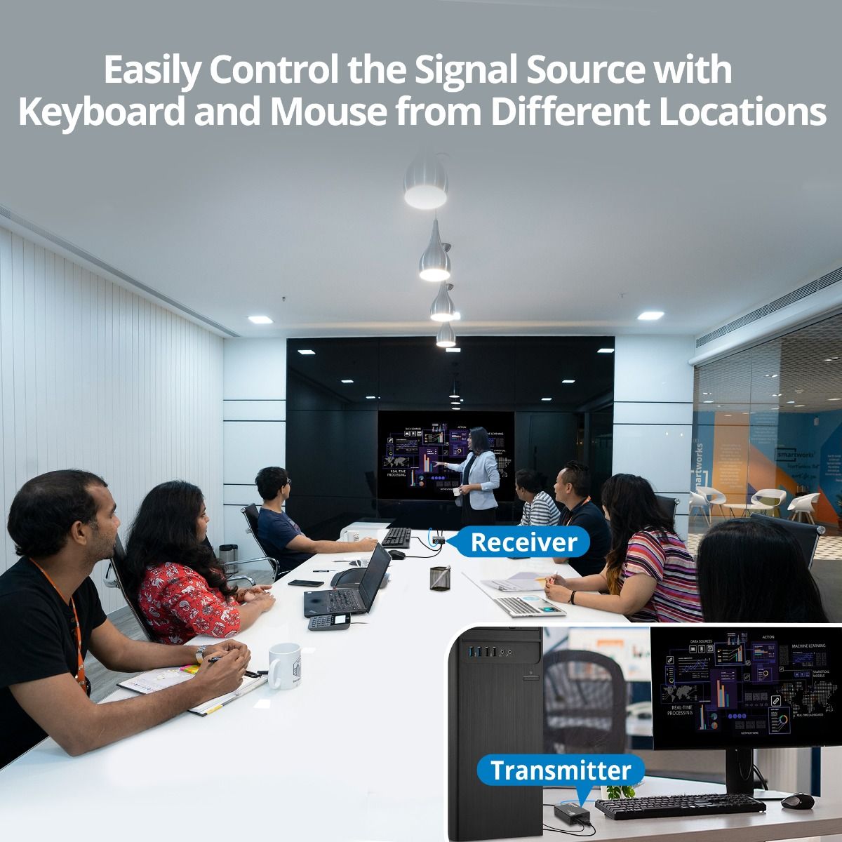 4K HDMI USB KVM Extender over Cat6 - Up to 230 feet - Zero Latency - ESD Protection - Metal Housing