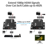HDMI Over IP Extender with IR - 492ft (150m), 1080p @ 60Hz, IR Control, Audio Extraction, One-to-Many Support
