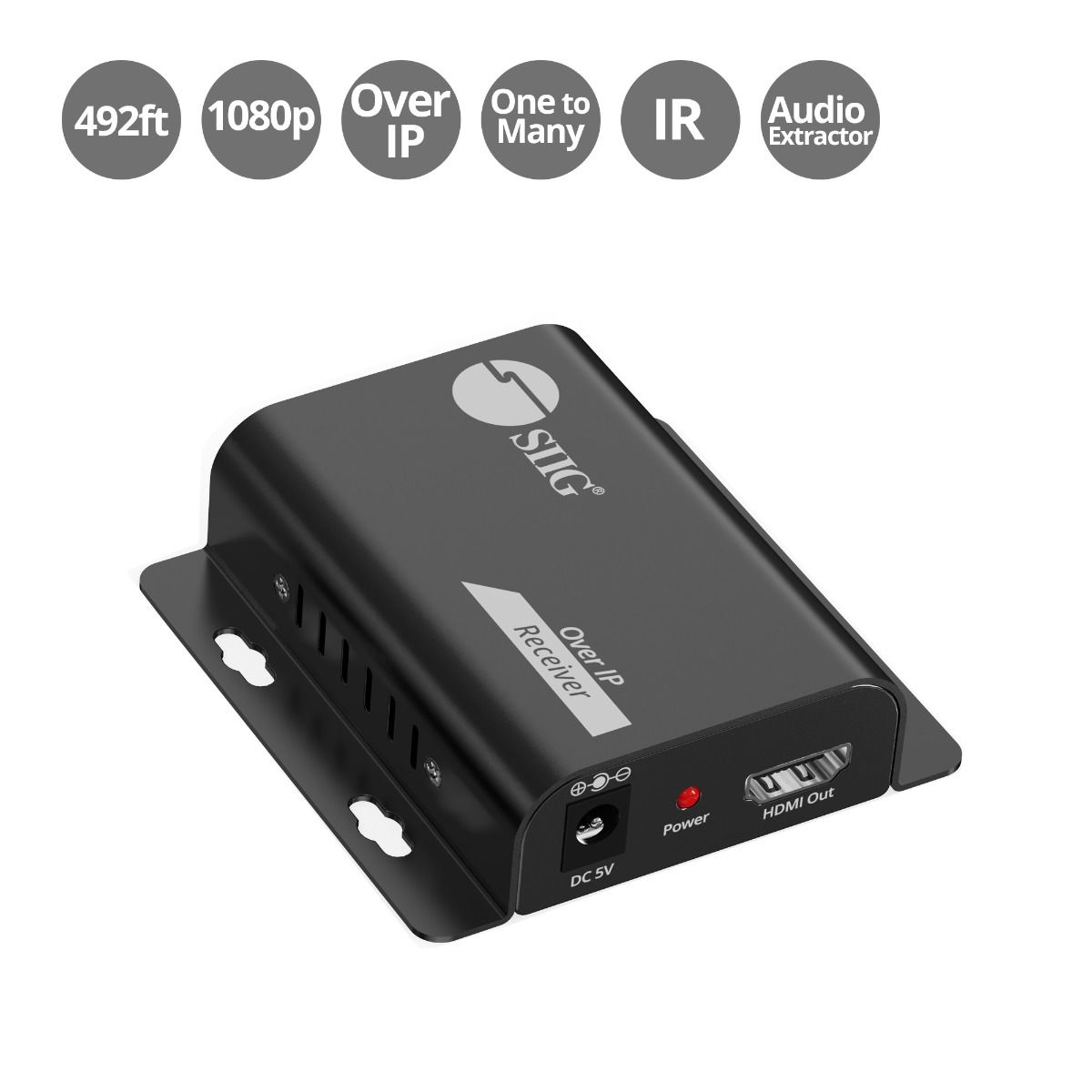 HDMI Over IP Extender with IR - 492ft (150m) - Receiver only, 1080p @ 60Hz, IR Control, Audio Extraction, One-to-Many Support