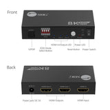 8K HDMI 2.1 Splitter 1 Input 2 Output, 8K60Hz 4K120Hz 48Gbps HDCP2.3, EDID Function, S/PDIF Audio Extractor, Metal Housing